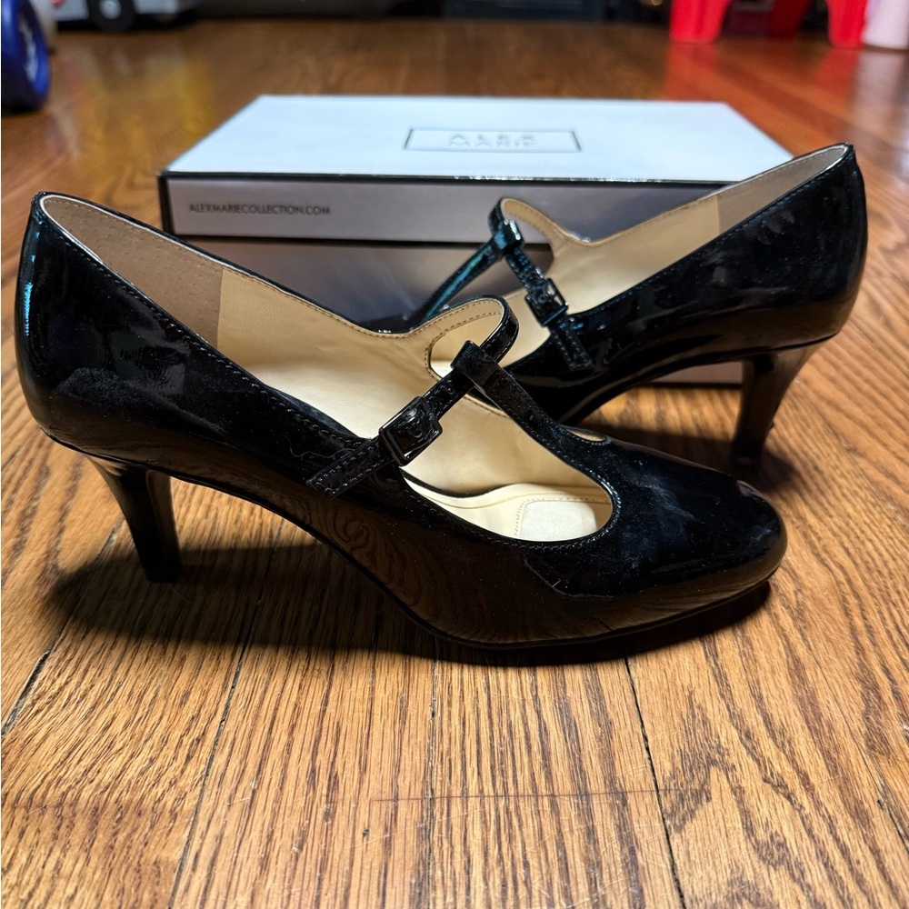 Alex Marie Patent Leather Black Heels